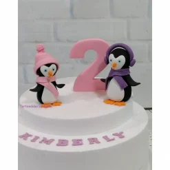 Tortenaufleger Fondant Geburtstag Tortendeko Geburtstagszahl mit Pinguine