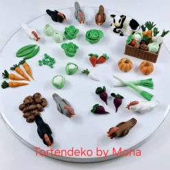 Tortenaufleger Fondant Geburtstag Tortendeko Bauernhof Bio Gemüse Kalb Biobauer