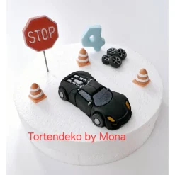 Tortenaufleger Fondant Rennwagen Auto Set – Personalisierte Tortendeko Geburtstag & Taufe