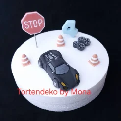 Tortenaufleger Fondant Rennwagen Auto Set – Personalisierte Tortendeko Geburtstag & Taufe