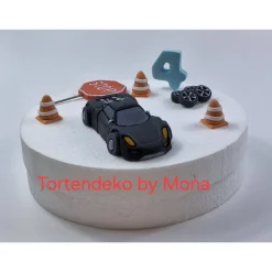 Tortenaufleger Fondant Rennwagen Auto Set – Personalisierte Tortendeko Geburtstag & Taufe