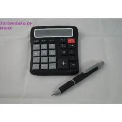 Tortenaufleger Fondant  Tortendeko Taschenrechner Kugelschreiber