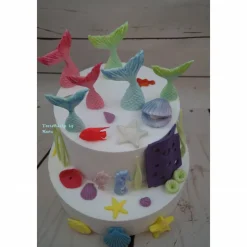 Tortenaufleger Fondant Zuckerfigur  Tortendeko Tortendekorationen  35 tlg. Set für Meerjungfrauen  Mermaid Nixe Korallen