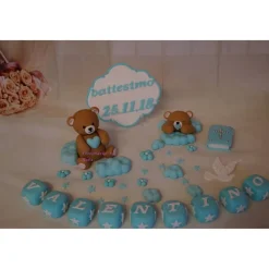 Tortenaufleger Fondant Zuckerfigur Geburt , Taufe, Cake Topper , Tortendeko , Bär , Teddy , Wolken , Sterne , Tortenaufleger ,Tortendeko