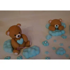 Tortenaufleger Fondant Zuckerfigur Geburt , Taufe, Cake Topper , Tortendeko , Bär , Teddy , Wolken , Sterne , Tortenaufleger ,Tortendeko