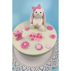 Tortenaufleger Fondant Zuckerfigur Kleiner weißer Hase Hopsi