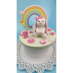 Tortenaufleger Fondant Zuckerfigur Kleiner weißer Hase Hopsi