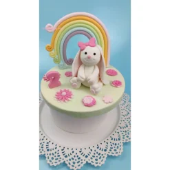 Tortenaufleger Fondant Zuckerfigur Kleiner weißer Hase Hopsi