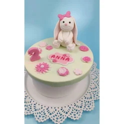 Tortenaufleger Fondant Zuckerfigur Kleiner weißer Hase Hopsi
