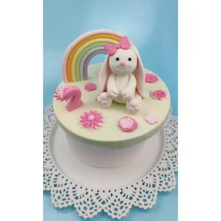 Tortenaufleger Fondant Zuckerfigur Kleiner weißer Hase Hopsi