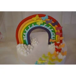 Tortenaufleger Fondant Zuckerfigur Geburt Geburtstag  Regenbogen Schmetterlinge Wolken Tortendeko Tortentopper Fondantfigur Deko Mädchen