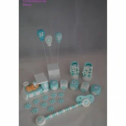 Tortenaufleger Fondant Zuckerfigur Zug für Taufe Tortendeko