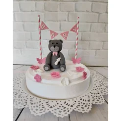 Tortenaufleger Fondant Zuckerfigur Geburtstag Taufe Geburt Babyshowerparty Babyparty Teddy Lilli