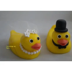 Tortenaufleger Fondant Zuckerfigur Hochzeit Entchenpaar Entchen Braut und Bräutigam