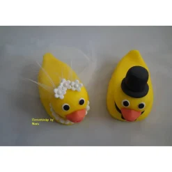 Tortenaufleger Fondant Zuckerfigur Hochzeit Entchenpaar Entchen Braut und Bräutigam