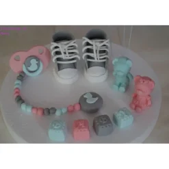 Tortenaufleger Fondant Zuckerfigur Geburt , Taufe Tortendeko