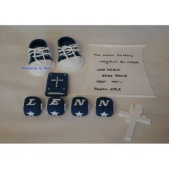 Tortenaufleger Fondant Zuckerfigur Tortendeko Fondantfigur Tortentopper Tortendekoration Taufe Schuhe Bibel