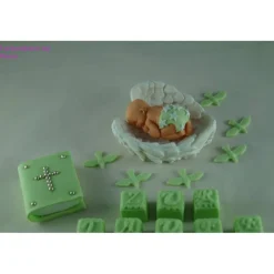 Tortenaufleger Fondant Zuckerfigur Geburt , Taufe Tortendeko