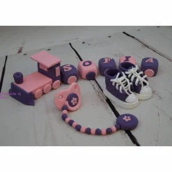 Tortenaufleger Fondant Zuckerfigur  Tortendeko Tortendekorationen Baby Zug Babyshowerparty Geburt