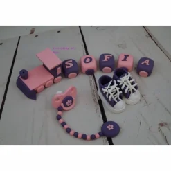 Tortenaufleger Fondant Zuckerfigur  Tortendeko Tortendekorationen Baby Zug Babyshowerparty Geburt