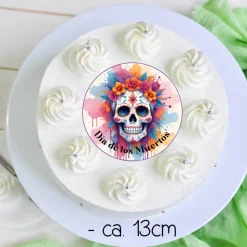 Tortenaufleger Halloween Dia de los Muertos Tortendeko Essbarer Aufleger sugar Skull  Totenkopf bunt Mexikanisch