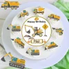 Tortenaufleger +Muffinaufleger Baustelle Bagger Happy Birthday Essbar Namen+Wunschzahl Tortendeko Kindergeburtstag