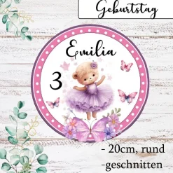 Tortenaufleger teddy Bär Ballarina Essbar Esspapier Kindergeburtstag Happy Birthday