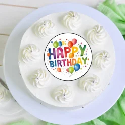 Tortenaufleger Tortendeko Happy Birthday essbar bunt Ballon Geburtstag