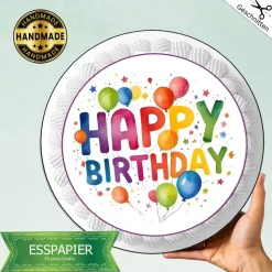 Tortenaufleger Tortendeko Happy Birthday essbar bunt Ballon Geburtstag