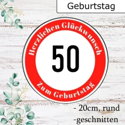 Tortenaufleger Verkehrsschild mit Zahl Tortendeko Herzlichen Glückwunsch Geburtstag