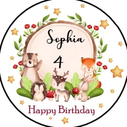 Tortenaufleger -Waldtiere- Name &Zahl Essbarer Aufleger für Kindergeburtstage Esspapier Oblate  Fuchs Bär Reg Hase Igel