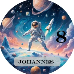 Tortenaufleger Weltraum Astronaut Kindergeburtstag Happy Birthday essbar Tortendeko  Geburtstag mit Name Zahl