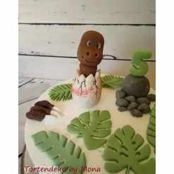 Tortendeko Dino aus den Ei  Urzeittier Tortenaufleger Fondantfigur Zuckerfigur