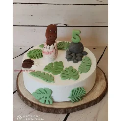 Tortendeko Dino aus den Ei  Urzeittier Tortenaufleger Fondantfigur Zuckerfigur
