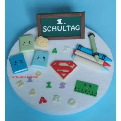 Tortendeko  Fondant Schulanfang Schule Einschulung SchulsetTortendeko Tortentopper Tortenaufleger Fondant Schulanfang Sc