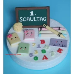 Tortendeko  Fondant Schulanfang Schule Einschulung SchulsetTortendeko Tortentopper Tortenaufleger Fondant Schulanfang Sc