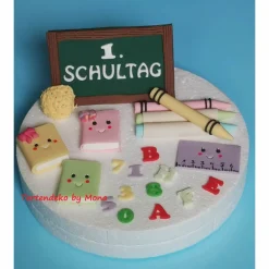 Tortendeko  Fondant Schulanfang Schule Einschulung SchulsetTortendeko Tortentopper Tortenaufleger Fondant Schulanfang Sc