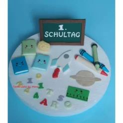 Tortendeko  Fondant Schulanfang Schule Einschulung SchulsetTortendeko Tortentopper Tortenaufleger Fondant Schulanfang Sc