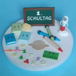 Tortendeko  Fondant Schulanfang Schule Einschulung SchulsetTortendeko Tortentopper Tortenaufleger Fondant Schulanfang Sc
