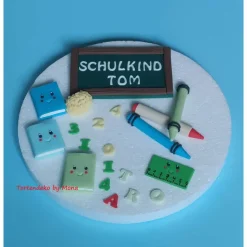 Tortendeko  Fondant Schulanfang Schule Einschulung SchulsetTortendeko Tortentopper Tortenaufleger Fondant Schulanfang Sc