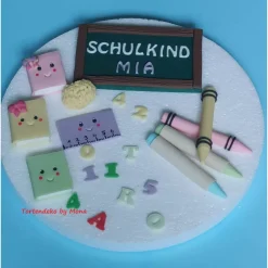 Tortendeko  Fondant Schulanfang Schule Einschulung SchulsetTortendeko Tortentopper Tortenaufleger Fondant Schulanfang Sc