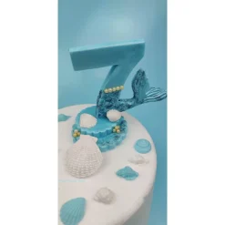 Tortendeko für ein Geburtstag Meerjungfrau Zahl