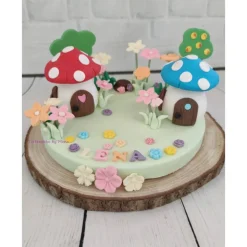 Tortendeko Tortentopper Geburtstag Feendorf  Feen Feenlandschaft Schlumpfendorf