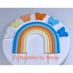 Tortendeko Tortentopper Regenbogen pastell , Rainbow