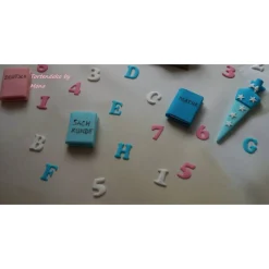 Tortendeko Tortentopper Tortenaufleger Fondant Zuckerfigur Schulset Einschulung