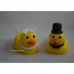Tortendeko Tortentopper Tortenaufleger Fondantdeko für die Hochzeit Entchenpaar