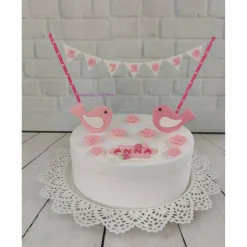 Tortendeko Tortentopper Tortenaufleger Taufe Vögel  Mädchen