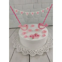 Tortendeko Tortentopper Tortenaufleger Taufe Vögel  Mädchen