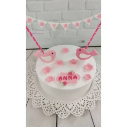 Tortendeko Tortentopper Tortenaufleger Taufe Vögel  Mädchen