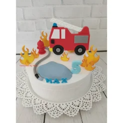 Tortendeko Tortentopper Tortenaufleger Fondant Zuckerfigur Feuerwehr Feuerwehrset Feuer Flammen
